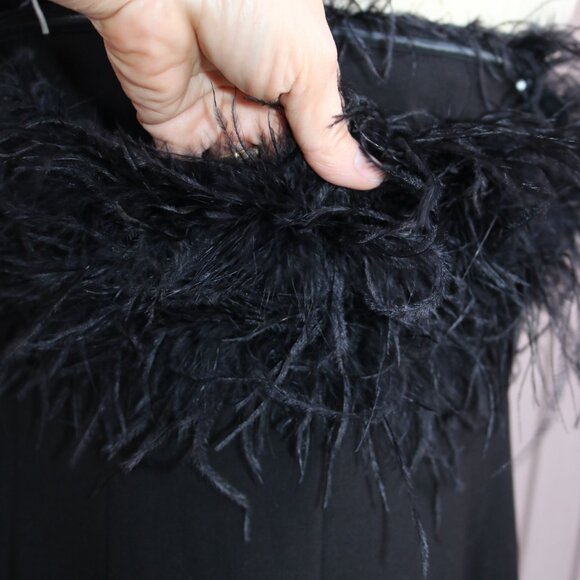 NWT Massimo Dutti Off-The-Shoulder Long Crepe Strapless Feather Dress Size US 4 - Picture 6 of 13